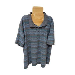 Haband Shirt Mens XXL Blue Gray Short Sleeve Polo Striped Casual